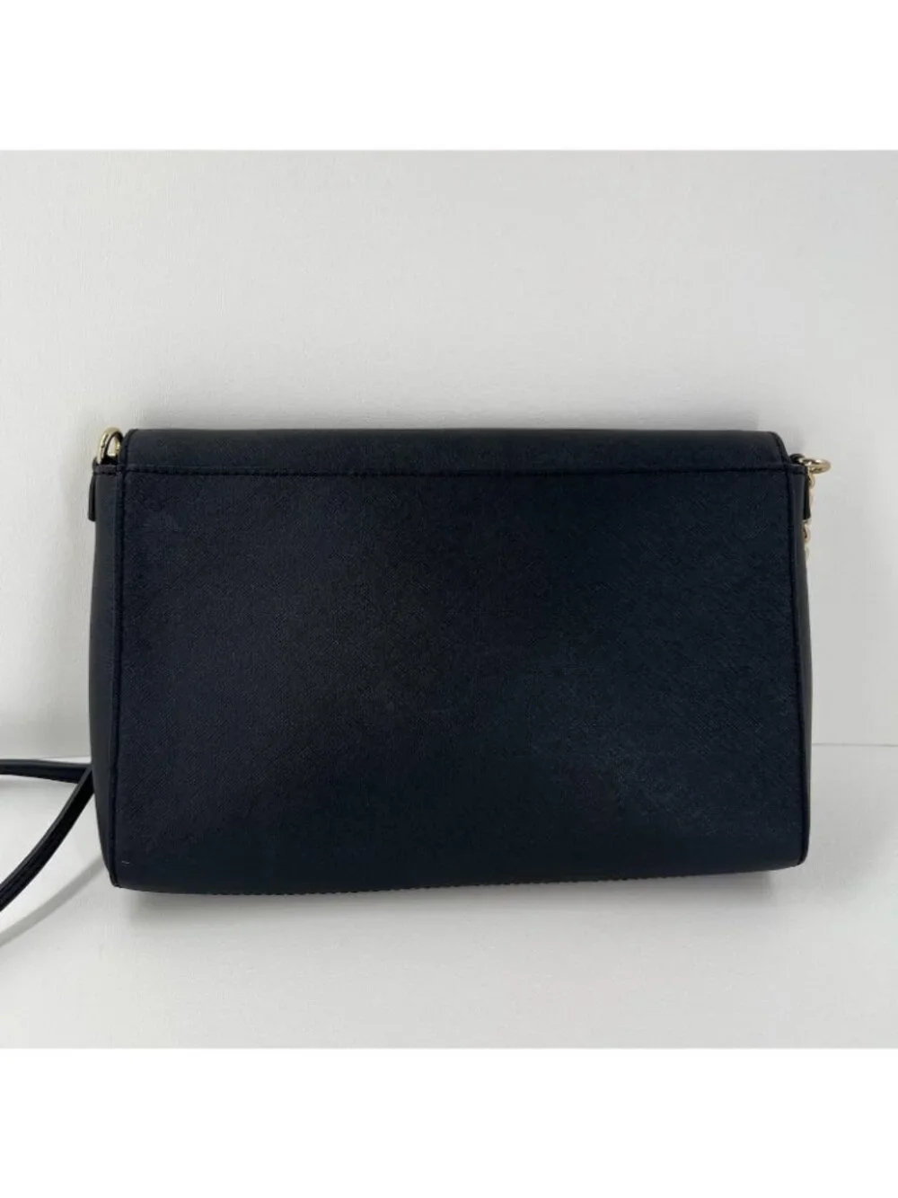 Kate Spade Tilden Place Alek Crossbody Bag Womens Saffiano Leather Chain Black